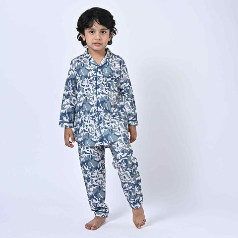 Abstract Floral Printed Kids Night Suit