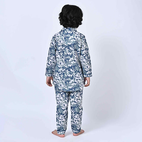 Abstract Floral Printed Kids Night Suit