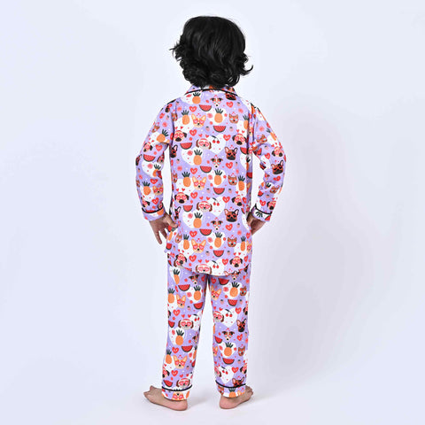 Fruits & Dog Printed Kids Night Suit
