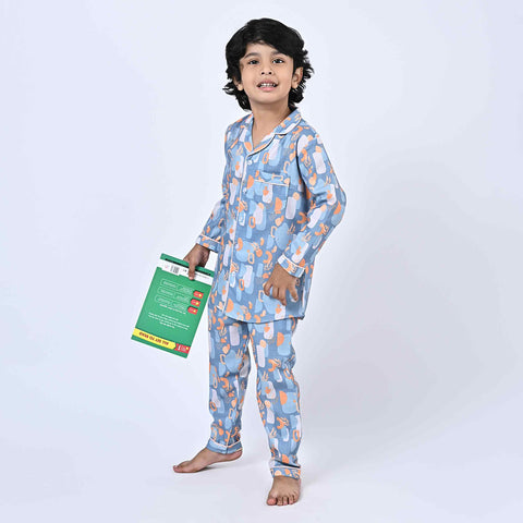 Abstract Printed Kids Night Suit