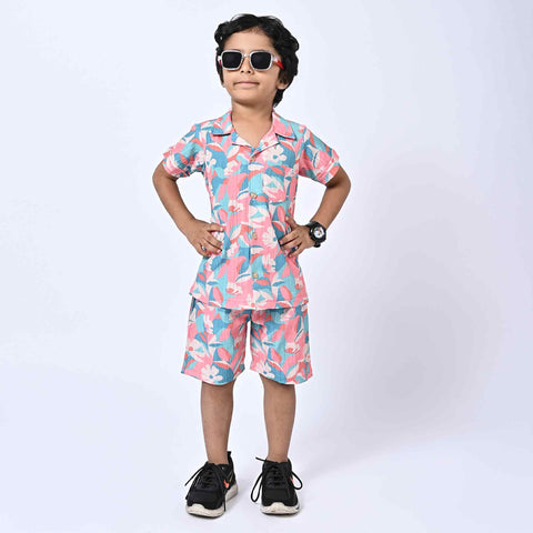ABSTRACT FLORAL PRINTED KIDS CO-ORD SET