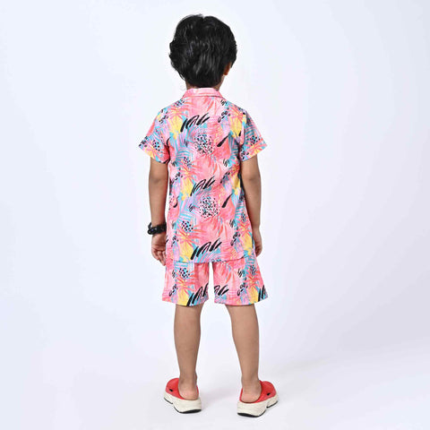 ABSTRACT FLORAL PRINTED KIDS CO-ORD SET