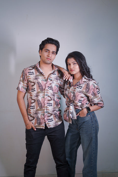 Abstract leaf Couple shirt