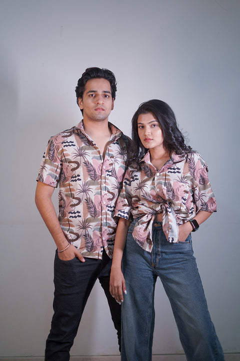 Abstract leaf Couple shirt