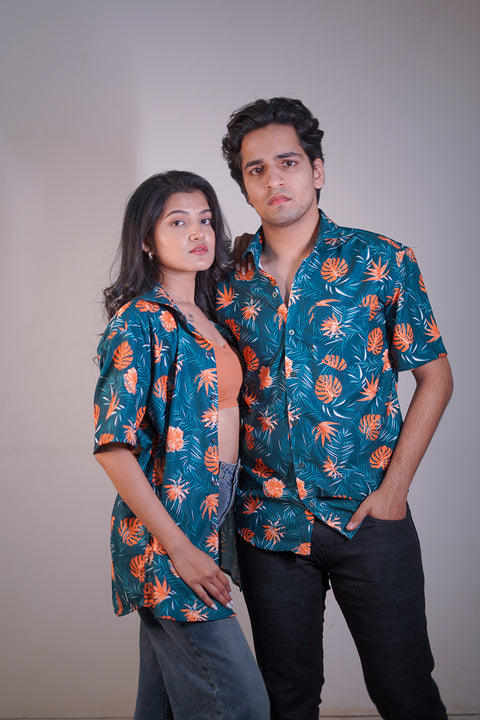 Orange leaf Couple shirt